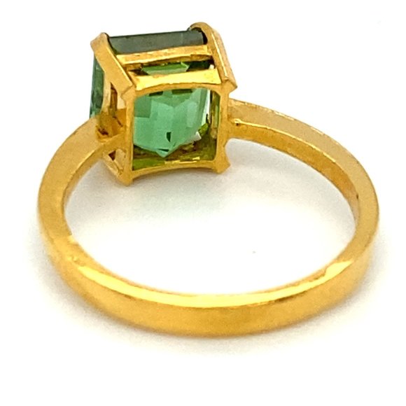 Green Tourmaline 3.29ct Solid 22K Yellow Gold Ring - Picture 4 of 6